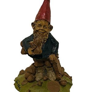 Tom Clark figurine gnome elf SIGNED sculpture Cairn vtg Doug Dog Bone coin puppy